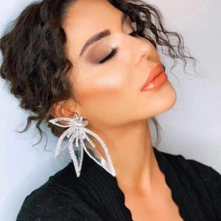 

Stud Earrings Shiny Rhinestone Drills Flower Dangle For Women Fashion Jewelry Bridal Wedding Statement Accessories Rh