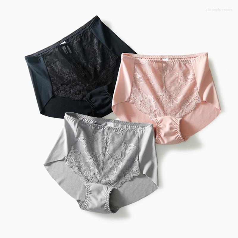 

Women's Panties 3pcs/lot Modal Cotton Nude Panty Sexy Lace High Waist Seamless Knickers Invisible Plus Size Underpants For Women Intimates, 3 pcs