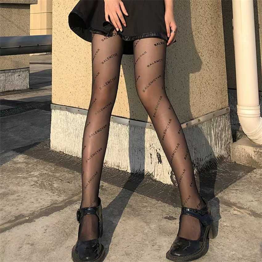 

B English Letter Black Silk Socks Women's Paris Slim Free Cut Pants 2022 New, Letter style black "hardcover"