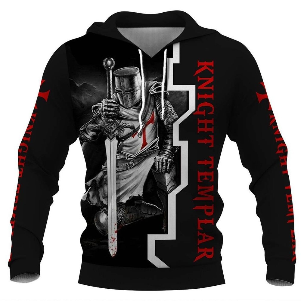 

Fashion Trend Brand Men' Knight Templar Digital Print Casual Large Size -6XL Hoodie 004, Color of picture