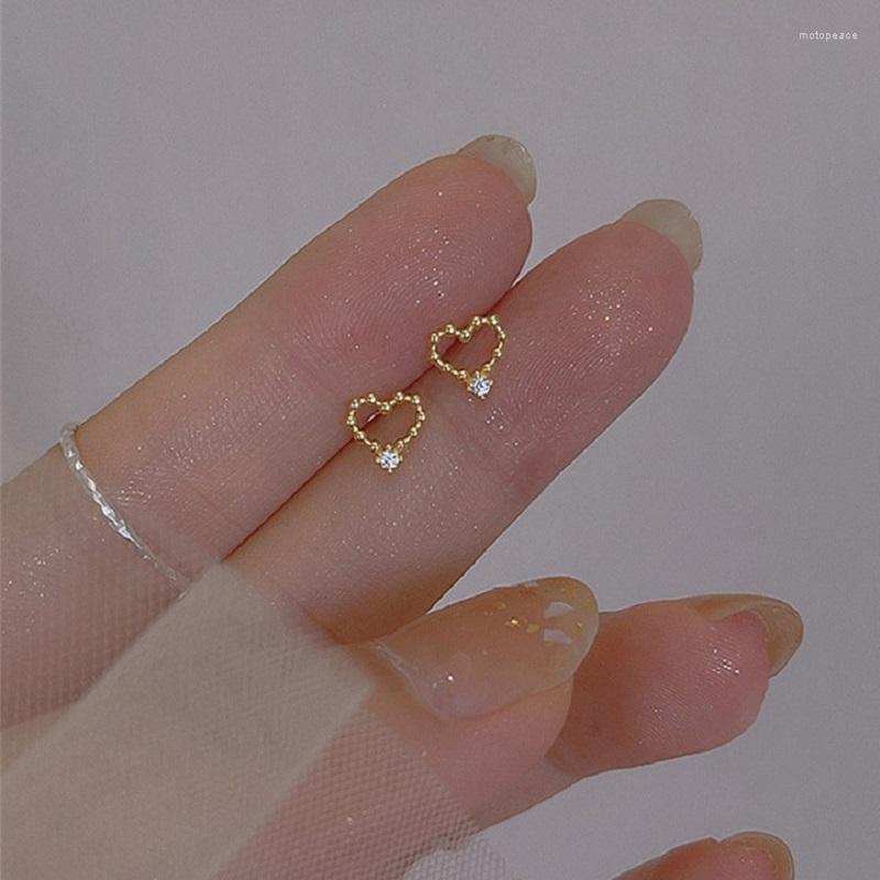 

Stud Earrings Lovelink Fashion Hollow Metal Heart Shape Simple Small Gold Color Zircon Women Girls Party Jewelry