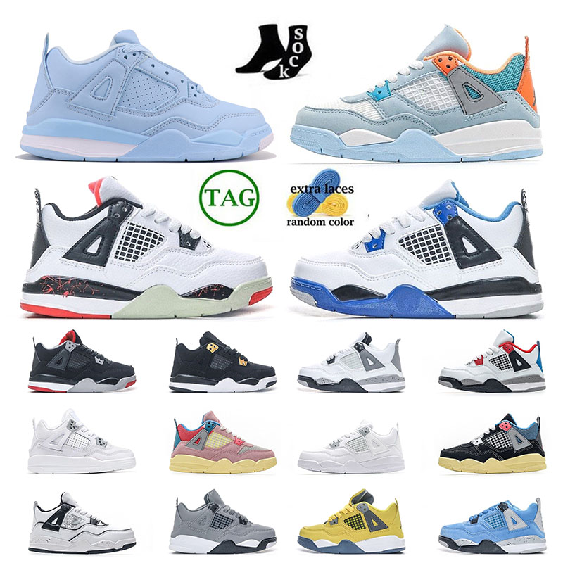 

new Kid shoes top jmpman 4 4s Young boy young girls Training shoes Analyzes DIY Sophomore Album Sail Fire Lucid Green Rasta Athletic Outdoor Baby trainers sneaker, 1 (17)