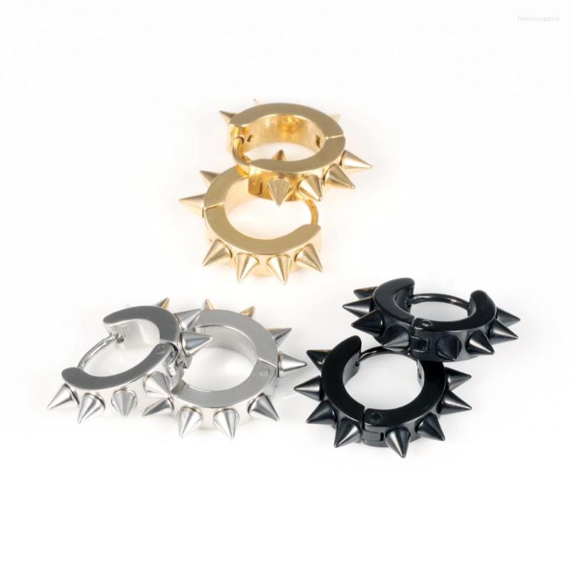 

Hoop Earrings OPK Personality Rivet Design For Man Rock Style 316L Stainless Steel 4mm 13mm Men Jewelry 3 Colors GE316