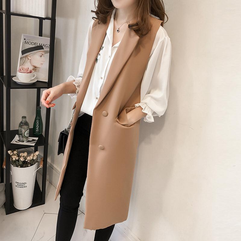 

Women's Vests Office Ladies Vest Vintage Blazer Women Fashion Loose Sleeveless Jacket Female Plus Size Suit Solid Coat Waistcoat A05, Black