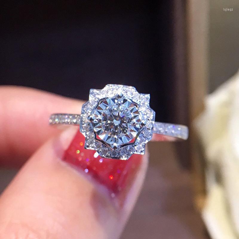 

Cluster Rings Exquisite Female Wedding Jewelry 925 Sterling Silver Flower Square Cut Inlaid Cubic Zircon Women's Ring Birthday Gift