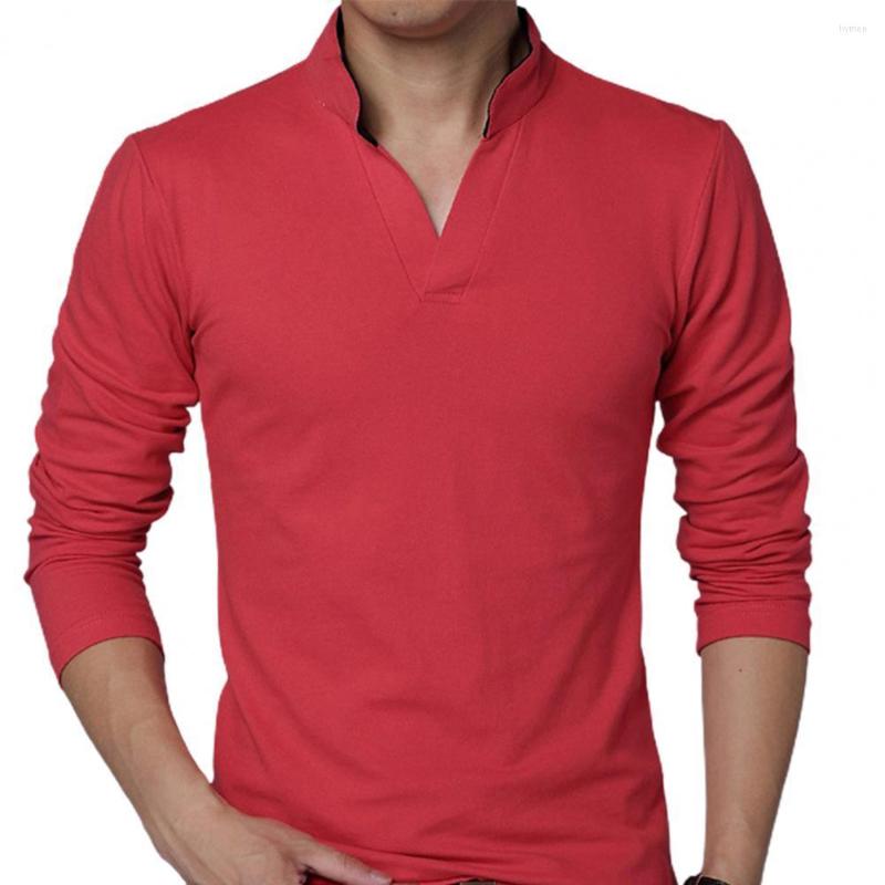 

Men's T Shirts 80% 2023 Spring Men's T-Shirt Solid Long Sleeve V-Neck Slim Fit Pullover Casual Bottom, Green