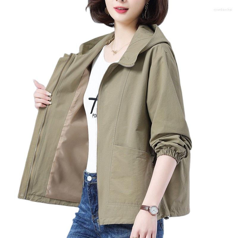 

Women's Trench Coats Women's Windbreaker 2023 Autumn Korean Loose Wild Hooded Short Jacket Female Coat Lining Casual Outwear, Pink