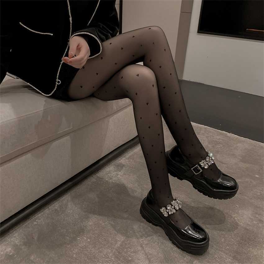 

New sexy love flocked black silk stockings thin autumn and winter skin penetrating all-in-one velvet bottoming plush thickened