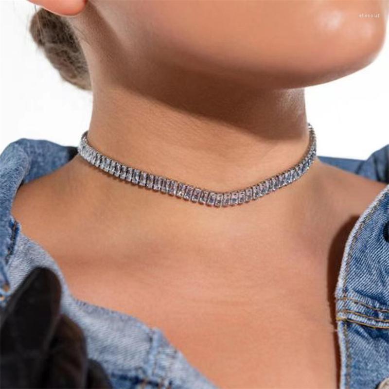 

Choker Luxury Shiny Crystal Rhinestone Necklace Women Wedding Accessorie Silver Color Chain Punk Gothic Chokers Jewelry