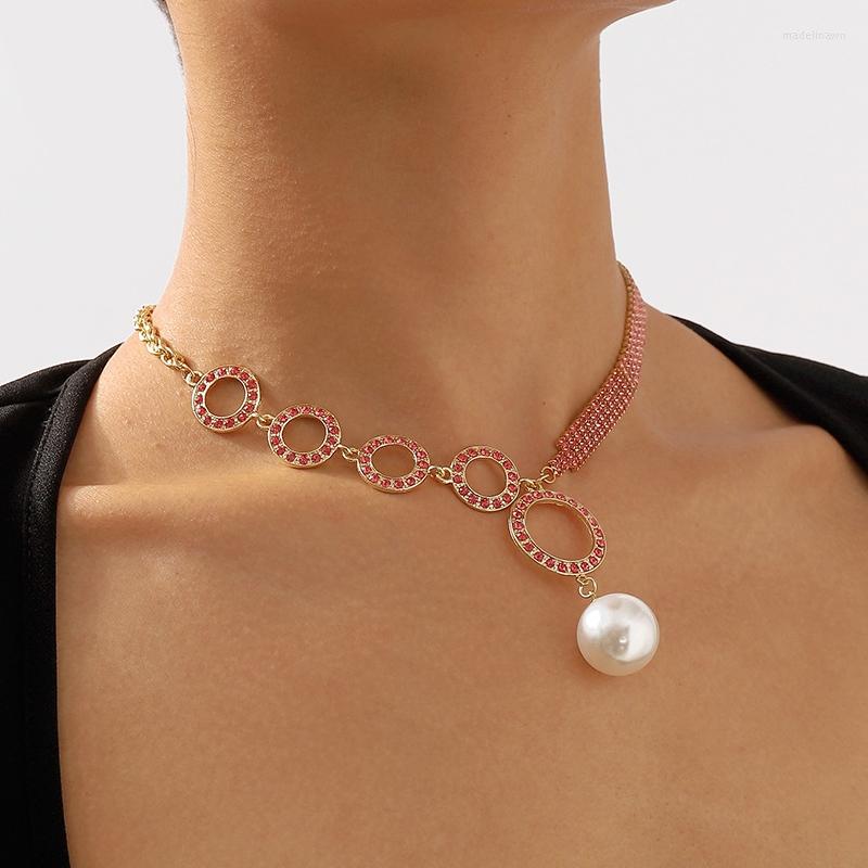 

Pendant Necklaces Ailodo Luxury Crystal Tennis Chain Necklace For Women Elegant Imitation Pearl Party Wedding Jewelry Girls Gift