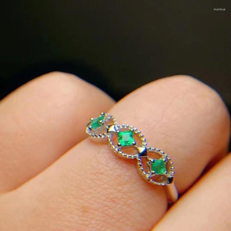 

Cluster Rings Jewelry Affordable Luxury Emerald Ring For Party 3mm Natural SI Grade Silver 925