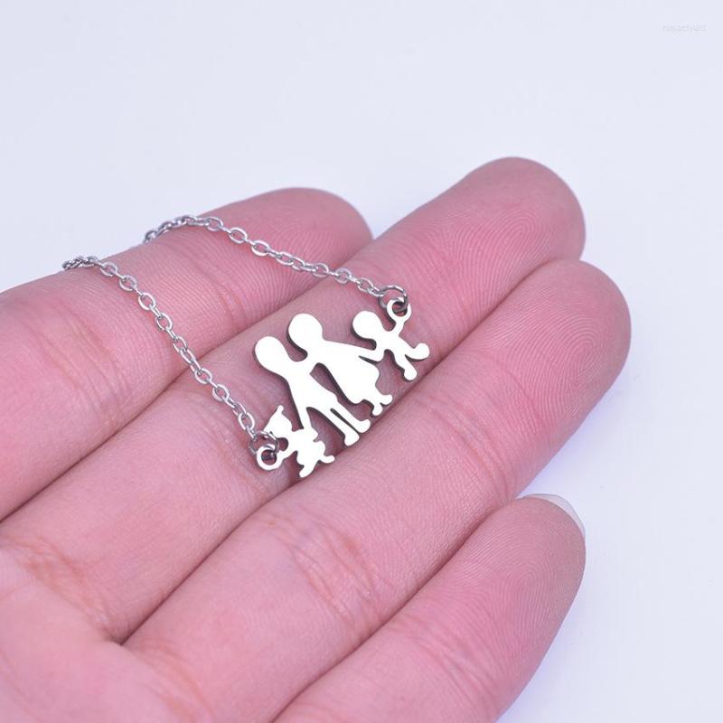 

Chains Stainless Steel Parent And Kids Pendant Necklaces Father Mother Son Daughter Family Necklace Mini Adult Jewelry Wholesale