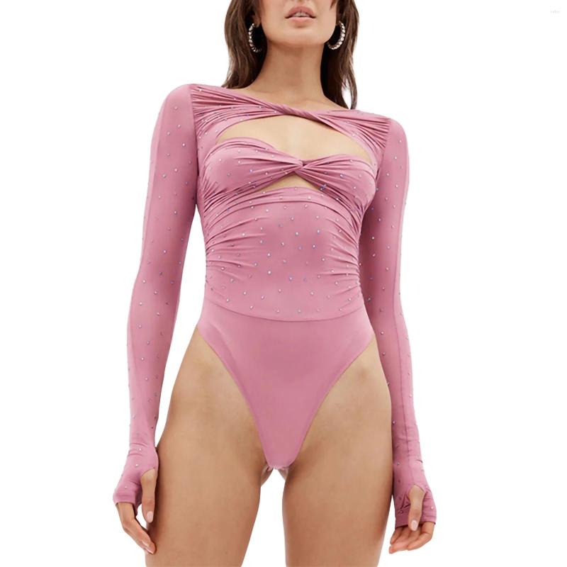 

Women' Swimwear Yiiciovy Womens Sexy Hollow Out Monokini Un-padded Swimsuit Summer Beach Bathing Suit Swimming With Diamonds Decor