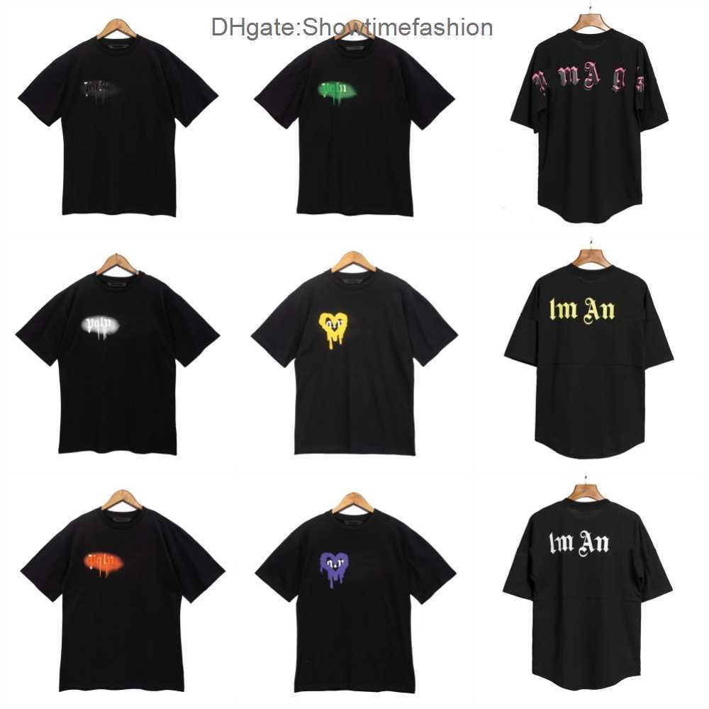 

23ss Men' Tshirts t Shirt Palms Palmangel City Designer Limited Inkjet Graffiti Letter Printing Women' Sailboat Short-sleeved Casual 1PS9