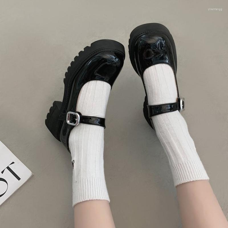 

Dress Shoes Women Heels Japanese Style Mary Jane For 2023 Thick High Heel Platform Lolita Buckle Strap Pumps Shoe Black