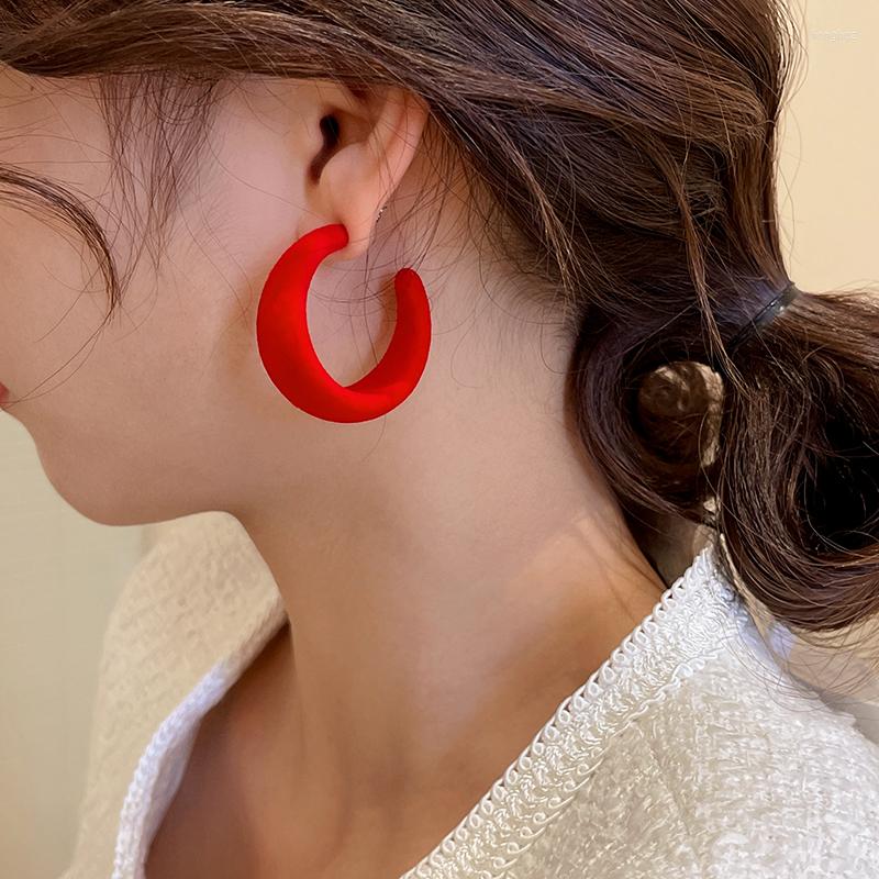 

Hoop Earrings Large C For Female Girls Geometric Circle Ear Rings In Winter Flocking Jewelry Party Wedding Accesories