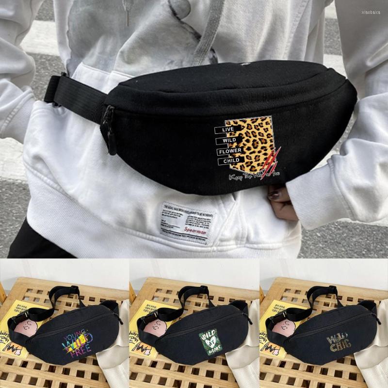 

Waist Bags Men Fanny Pack Teenager Outdoor Sports Running Cycling Bag Women Wild Print Shoulder Belt Travel Phone Pouch, Black
