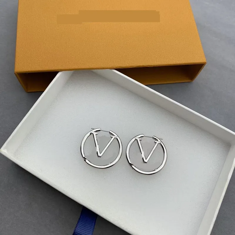 

Luxury silver hoop earrings for lady women orrous girls ear studs set Designer Jewelry earring Valentine's Day Gift engagement for Bride size 3.5cm