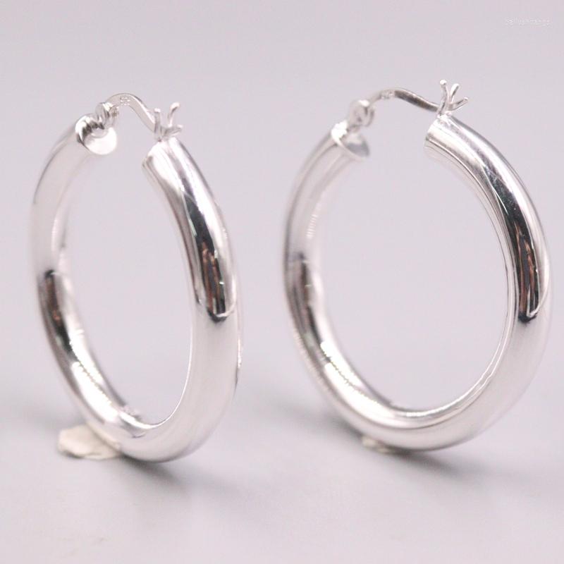 

Hoop Earrings Pure S925 Sterling Silver Women 35x5mm Smooth