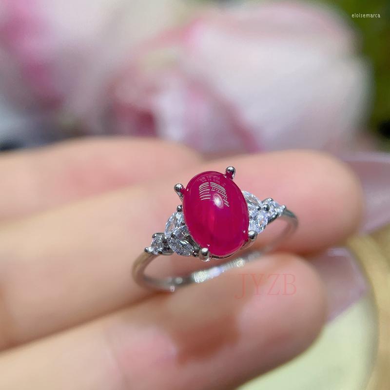 

Cluster Rings Natural Myanmar Ruby Ring Fire Color Good Female Silver Support Life Adjustable Simple Atmosphere