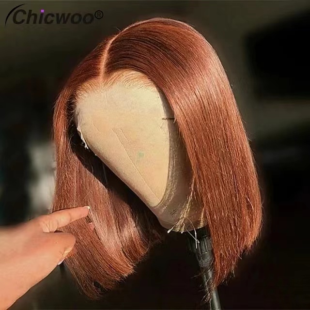 

Reddish brown lace front wig short pixie cut bob human hair wigs hd lace pre plucked chocholate brown colored 10inch 150%density 13x4, Like pic
