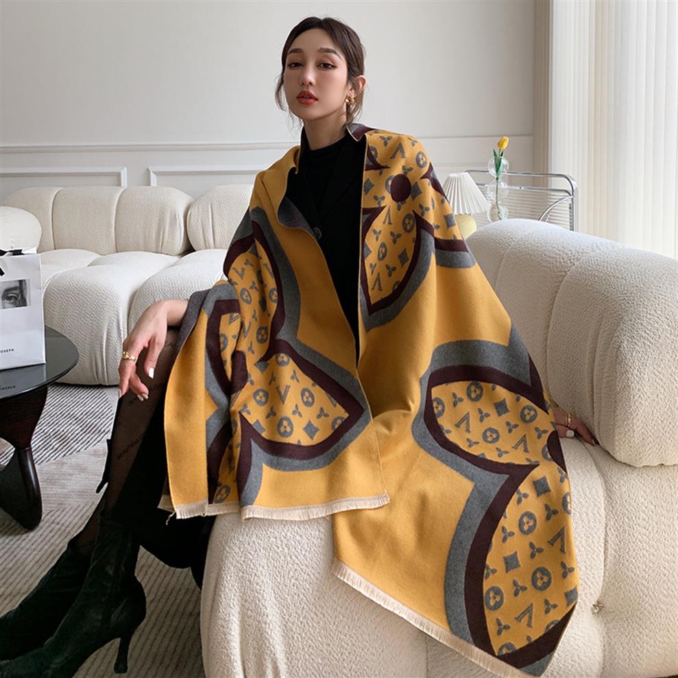 

Womens Scarf Autumn and Winter 2021 High-Profile Figure Cashmere-like Warm Korean Fashion All-Match Double-Sided Shawl267G