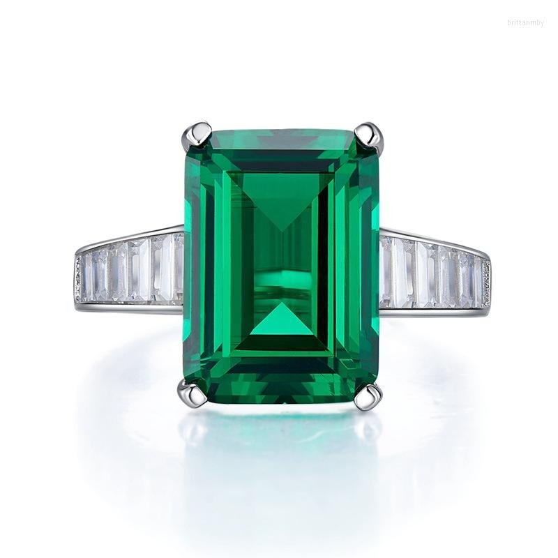 

Cluster Rings 2023 925 Silver Retro Emerald Green Diamond Ring 10 14 Simple Fashion