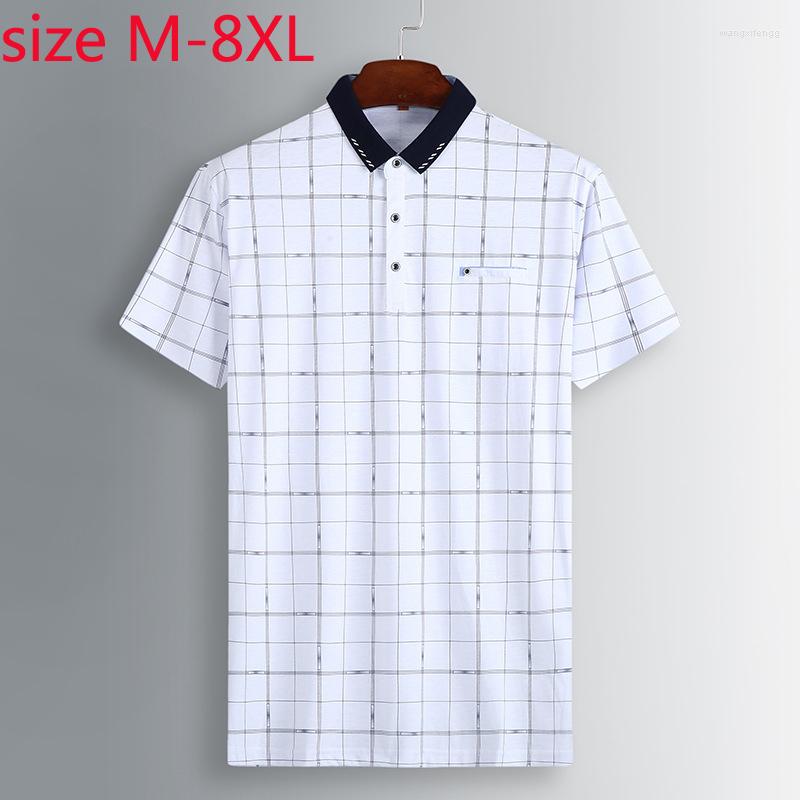 

Men's T Shirts 2023 Arrival Summer Short Sleeve Fashion Youth Casual Knitted Plaid Shirt Men Super Large Plus Size -7XL 8XL