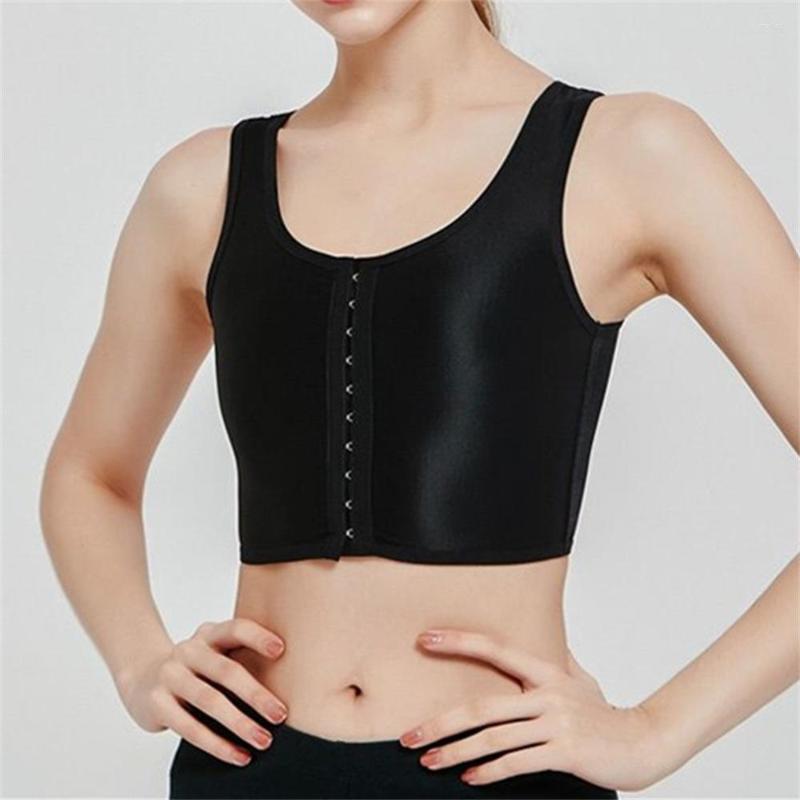 

Women' Shapers Women Chest Binder Breathable Breast Side Buckle Short Vest Tops Underwear Tank Wireless Wrap Bandage, Black