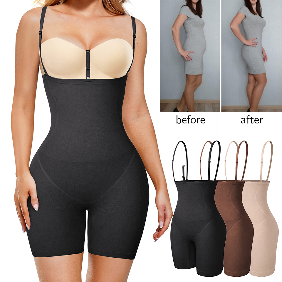 

Women's Shapers Shapewear Bodysuit for Women Tummy Control Full Body Shaper Thigh Slimmer Shorts Waist Trainer Slimming Underwear Belly Fajas 230313, A style nude