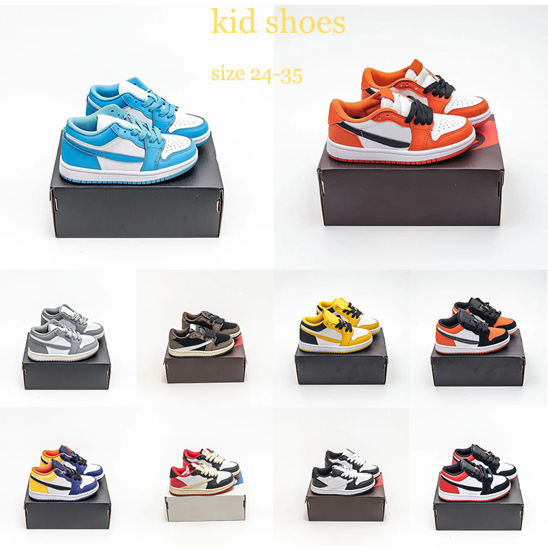 

kids Jumpman 1 Sneakers Basketball Shoes 1s Black Toe Light Arctic Pink Reverse Bred Royal Yellow Starfish Grey Toe Court Purple unc Athletic Trainers Sports Walking