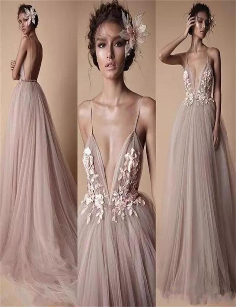 

A Line Designer Prom Dresses Spaghetti Straps Lace Appliques Sexy Backless Long Evening Dresses Formal Cocktail Party Gowns7217731, Same as picture