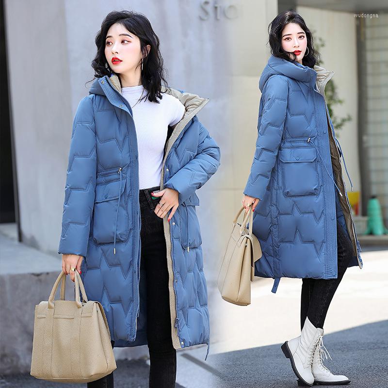 

Women's Trench Coats Women Parkas Winter Hooded Long Down Cotton Jacket Femalet Thick Warm Padded Coat Snow Wear Outerwear Overcoat, Black