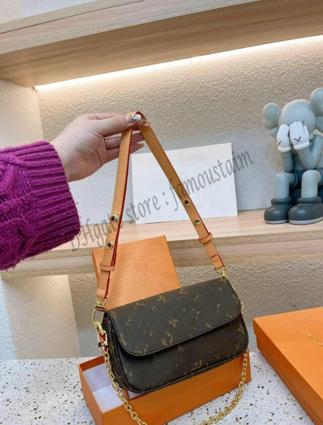 

WALLET ON CHAIN IVY Genuine leather crossbody Bags Luxury Women's Designer purses tote Messenger wallets square handbags two shoulder straps Chain Bag, 01