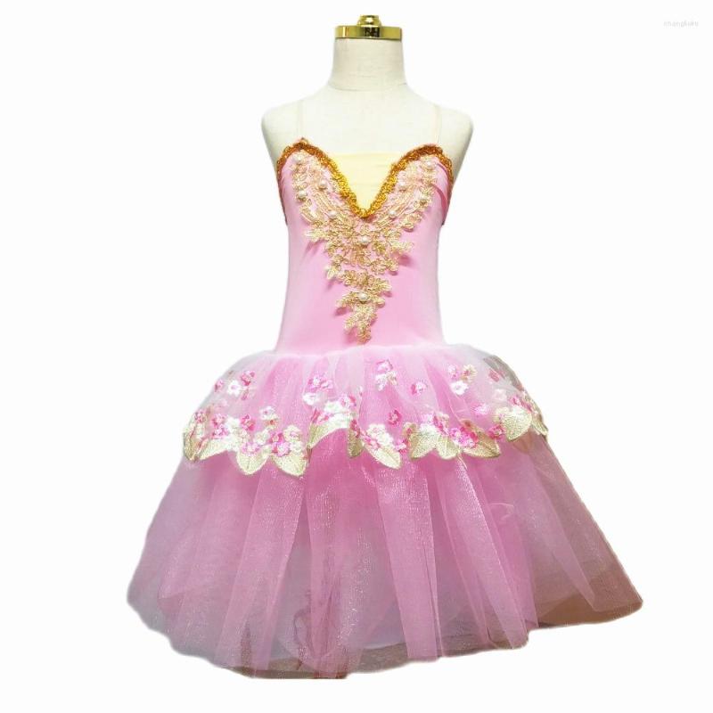 

Stage Wear Pink Ballet Dance Dress Long Skirt Swan Lake Modern Sling Girls Professional Performance Costume, Blue