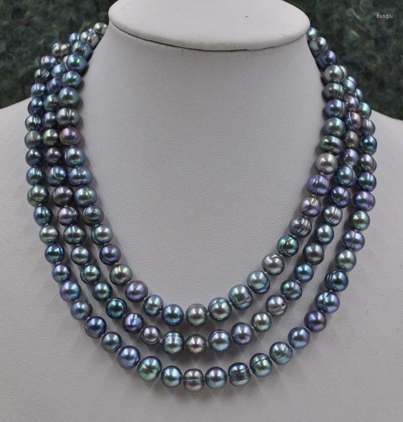 

Pendant Necklaces Beautiful Peacock Black 7-8mm Potato Freshwater Pearl Necklace 45"