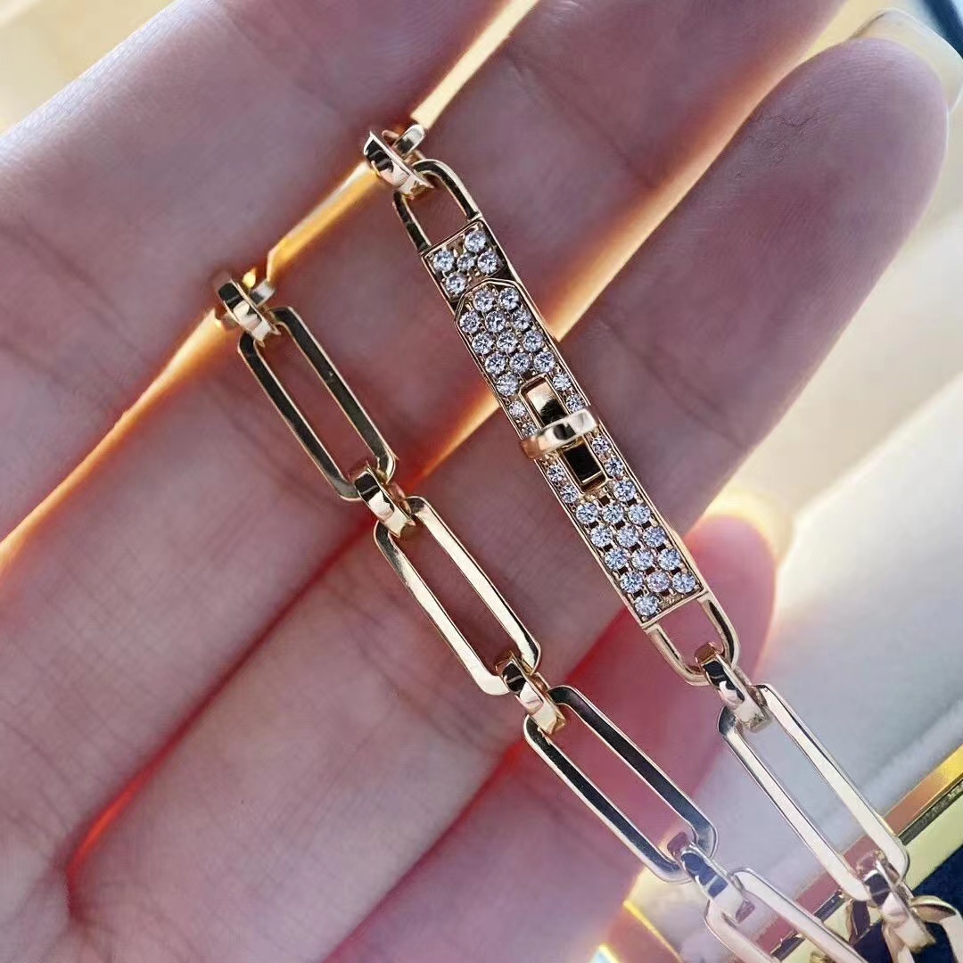 

Fashion-spring and summer new all-star rotating semicircle buckle Kelly bracelet 925 sterling silver gold-plated micro diamond ful228