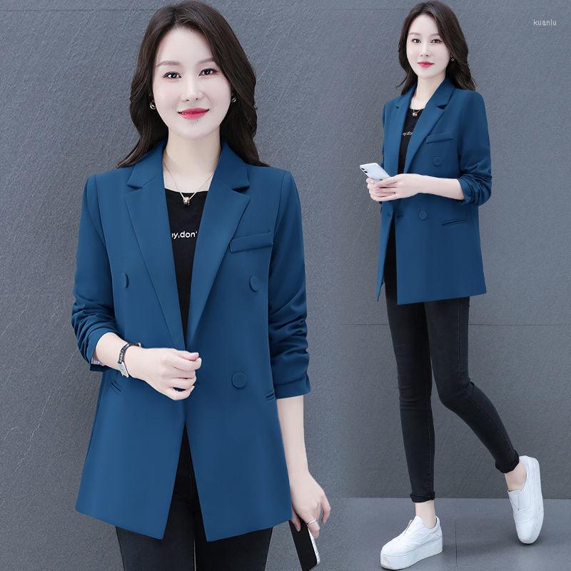 

Women's Suits 2023 Fashion Women's Suit Jacket Spring Autumn Solid Color Double Breasted Straight Casual Coat Office Female Blazer, Black