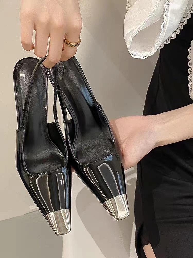 

Dress Shoes Xibeilove 2023 Summer Women's Sandals Fashion Square Head Shallow Mouth Back Hollow Color Block High Heel Party, Black