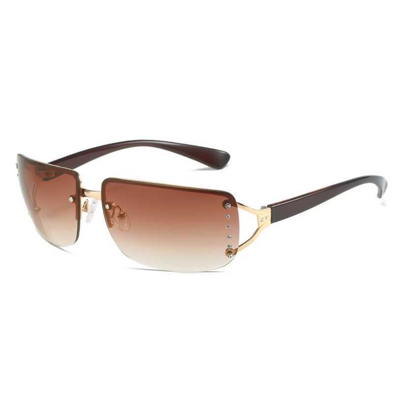 

Sunglasses 2023 new Frameless men's protection large frame driving frog mirror for export square sunglasses trend