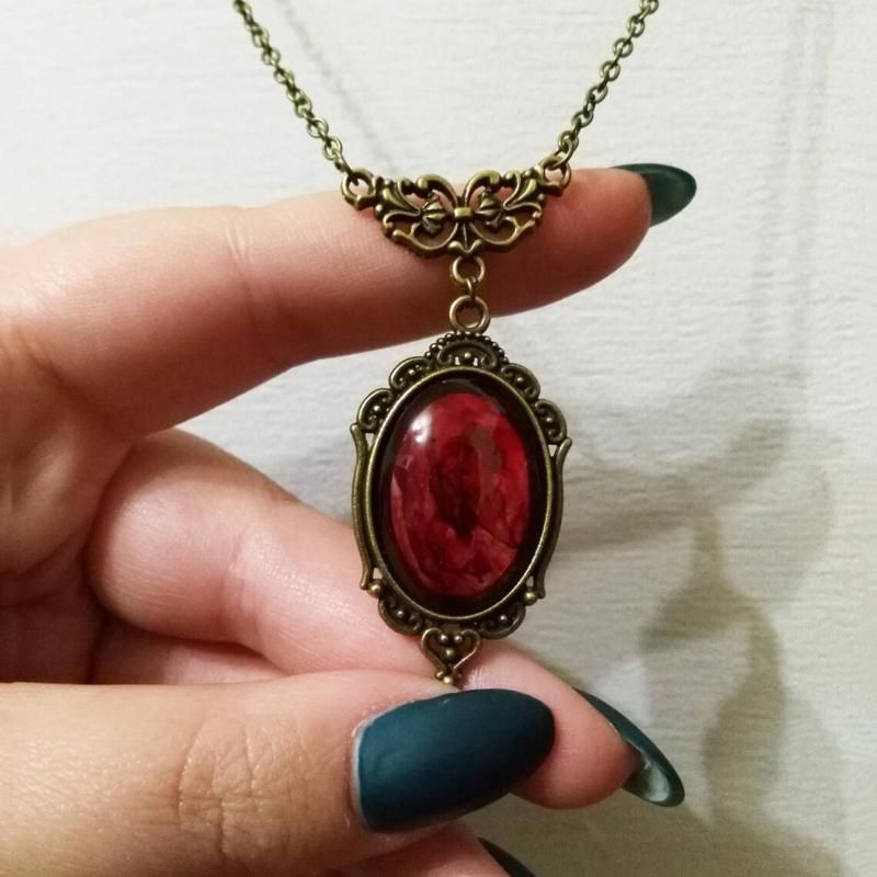

Pendant Necklaces Victorian Necklace Jewelry Bronze Red Stone