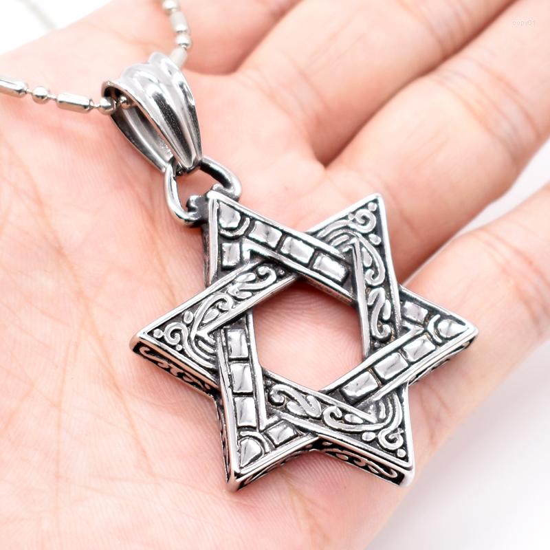 

Pendant Necklaces AMUMIU Top Quality! Star Of David Stainless Steel Necklace Fashion Heavy Cool Punk Wholesale HP258