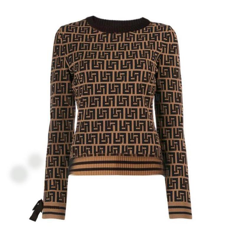 

Down jacket Sweater Women' Autumn Round neck striped fashion Long Sleeve Women High End Jacquard Cardigan knitting Sweaters Coats Kicc