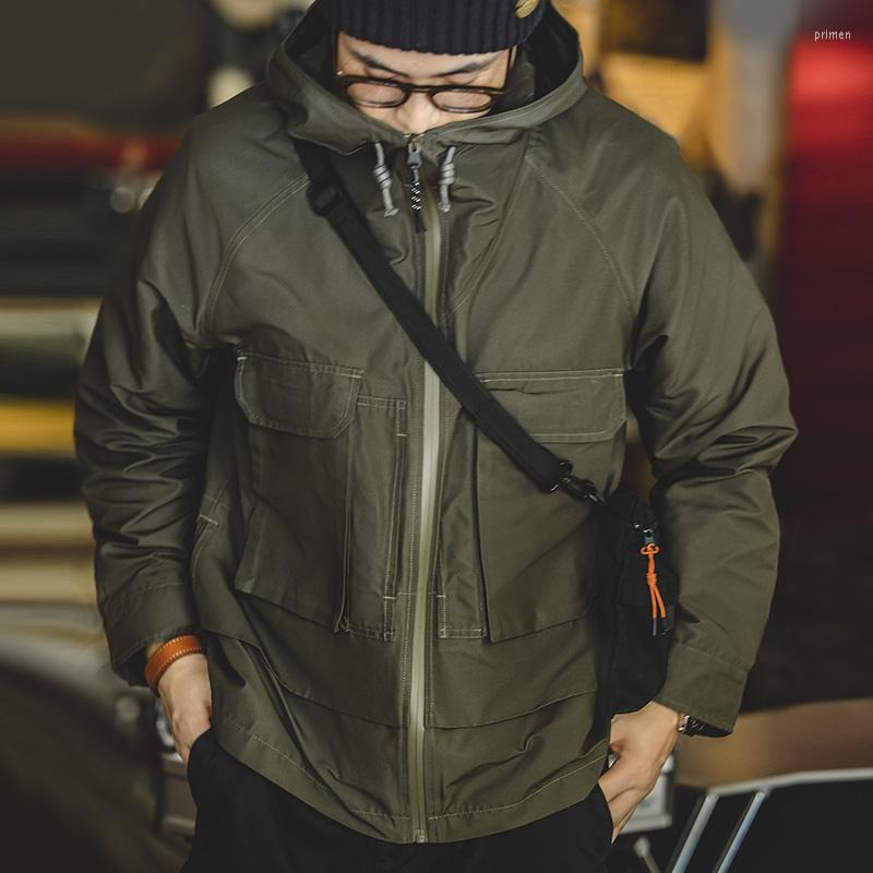 

Men' Hoodies Maden Big Pockets Hooded Jacket For Men Army Green Vintage Do Old Outdoor Wear Military Windproof Coat Warm Tactical