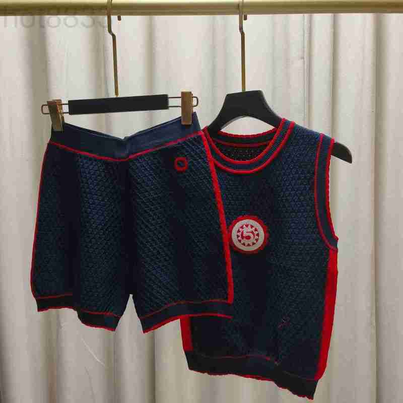 

Two Piece Dress Designer Fashion New 2 Set Women Sleeveless O-neck Casual Tops with High Waist Knit Shorts Suit Sweet Outfit 8EUR, Black