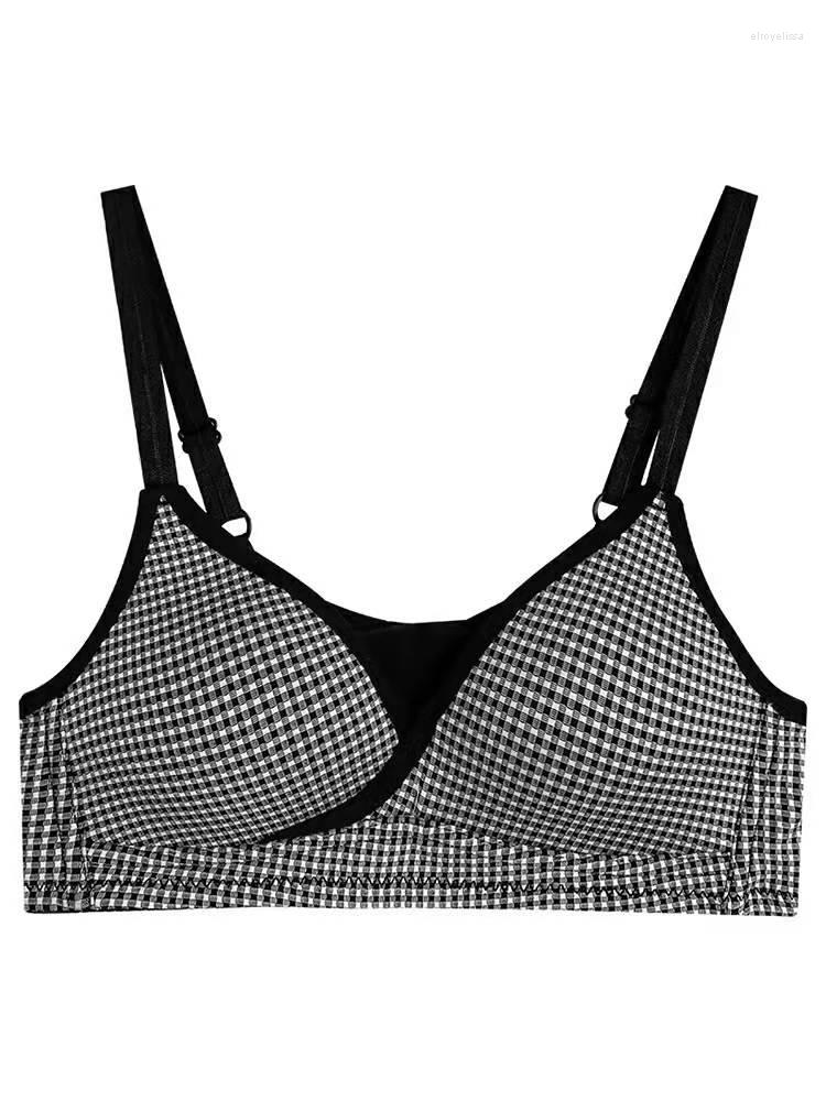 

Bras Plaid Cute Sexy For Women Seamless Wireless Push Up Top Bra Breathable Bralette Ladies's Underwear Comfort Lingerie Soft, Yellow