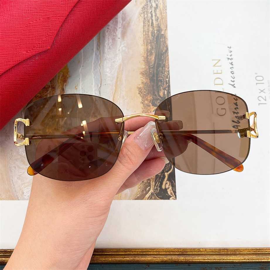 

Sunglasses 2023 new New wear high fashion women's ins Kajia personalized metal frameless comfortable men's sunglasses