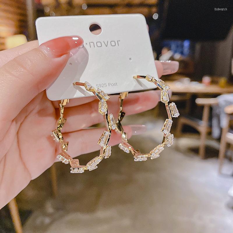 

Dangle Earrings Exquisite Zircon Circle For Vigorous Girl Trend Geometry Hoop Internet Celebrity Same Jewelry Woman Bijoux