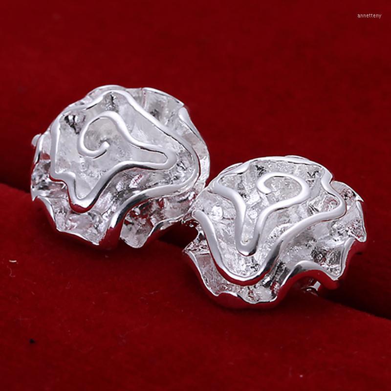 

Stud Earrings 925 Silver Elegant Rose Flowers Earring For Woman Fashion Wedding Engagement Jewelry Wholesale