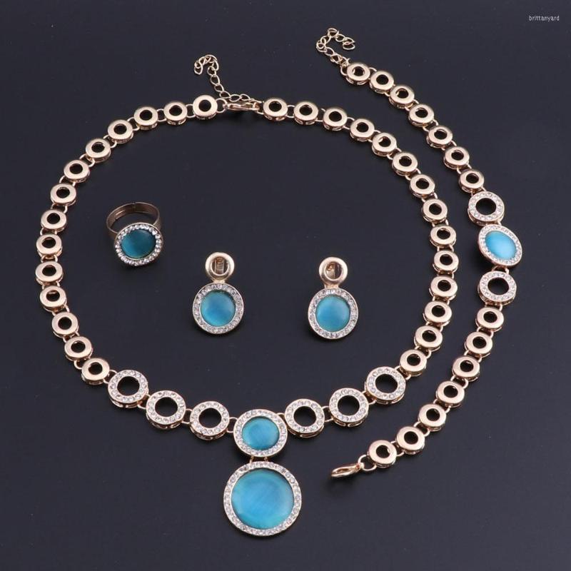 

Necklace Earrings Set OEOEOS Round Design Fashion Nigerian Wedding African Beads Costume Gold Color Statement Accessories, Picture shown